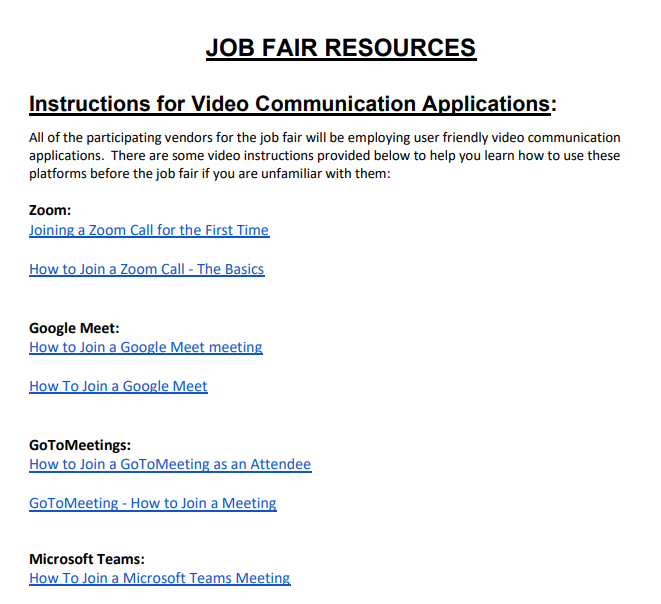 2021 job fair resources new version