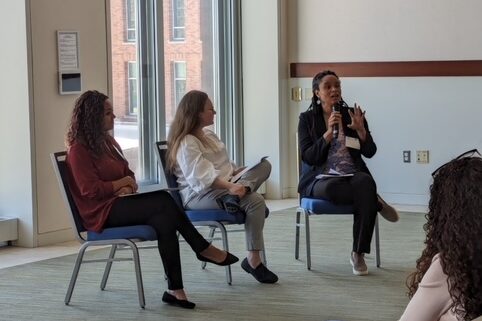 Found in Translation representatives at the Paving the Way Conference. 
Left to right: Denise Muro, Maria Vertkin, and Wilda Perez.